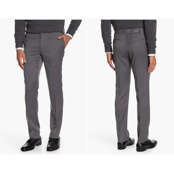 Louis Raphael Men's Slim Fit Dress Pants 38x32 Gray Straight Mini Herringbone - Picture 3 of 3